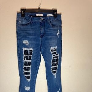 Guess Sexy Curve Lace Distressed Skinny Jeans